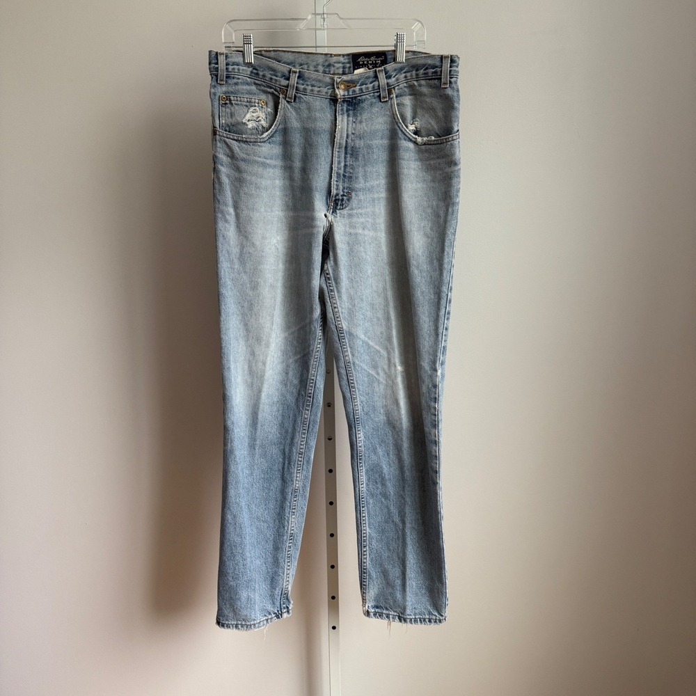 Eddie Bauer jeans men's size 36 classic fit distressed, thrashed light blue